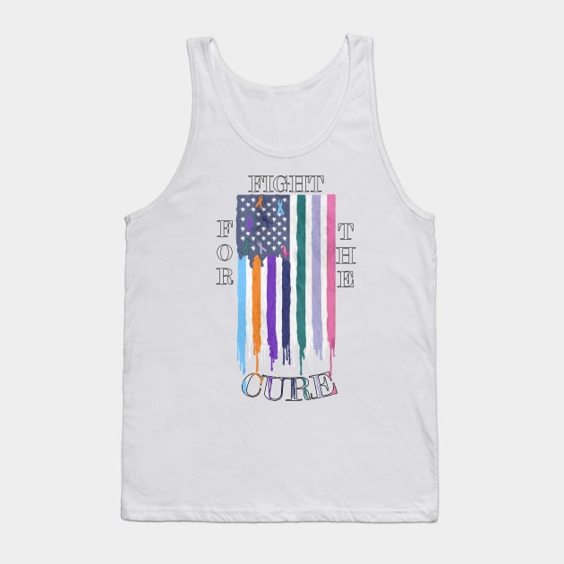 Cancer Awareness Ribbons Cure Support Gift Fight for the Cure Ribbon Shirt Distressed Flag Gifts Tank Top by tamdevo1